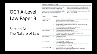 OCR ALEVEL LAW PAPER 3 SECTION A THE NATURE OF LAW REVISION [upl. by Attemaj]