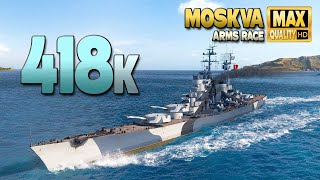 Cruiser Moskva 400k on map Hotspot  World of Warships [upl. by Nwahsek]