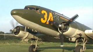 Scott Glovers DC3 DDay Paint Scheme Takeoff grass runway [upl. by Kaden]