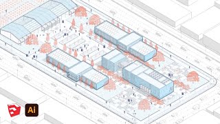 HOW TO Birds Eye Axonometric Diagram with SketchUp and Illustrator [upl. by Kendell627]