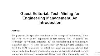 Guest Editorial Tech Mining for Engineering Management An Introduction [upl. by Flo]