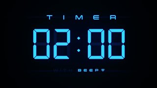 2 Min Digital Countdown Timer with Simple Beeps 💙 [upl. by Ssitnerp]