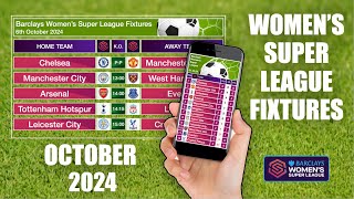 Womens Super League Fixtures  WSL Fixtures  October 2024 [upl. by Gabriela]