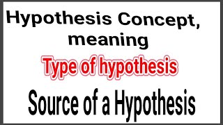 Lecture2Hypotheses Concept Sources Types [upl. by Odragde429]