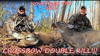 November CROSSBOW DOUBLE KILL  Buck amp Doe Down  New York Crossbow Hunt [upl. by Adnar]