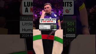 17yearold Luke Littler hits a ninedarter in the Premier League Final 😱 via officialpdc [upl. by Aliel401]