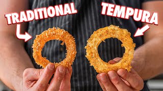 Crispiest Homemade Onion Rings 2 Ways Traditional and Tempura Style [upl. by Rema407]