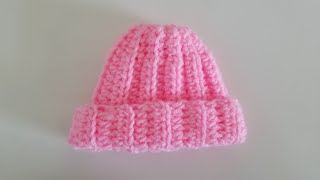 Crochet Preemie Beanie Tutorial  Absolute Beginners Tutorial [upl. by Mcclimans]