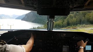 Cockpit View Takeoff Sandane Widerøe Dash 8100 [upl. by Oz268]