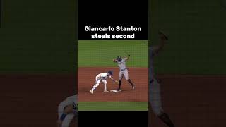 Giancarlo Stanton steals second [upl. by Yecats]