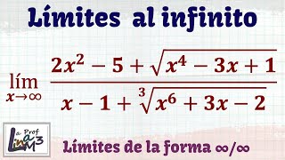 Limite al infinito con raíz cuadrada y cúbica  Ejercicio 10  La Prof Lina M3 [upl. by Asinet]