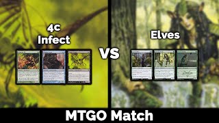 MTG Modern 4c Infect vs Elves  Magic The Gathering gameplay on MTGO [upl. by Einhpad]