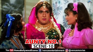 Govinda Takes The Form Of Aunty  Comedy Scene  Aunty No1 Scene10 [upl. by Wylma]