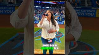 Massi Massiel God Bless America Marlins Park godblessamerica nationalanthem starspangledbanner [upl. by Elleyoj571]