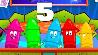 Five In The Bed Crayons  Monkey Rhymes  Nursery Rhyme Songs For Children [upl. by Eisaj]