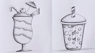 How to draw Cold Drinks  step by step for beginners  Pencil Sketch [upl. by Ledda]