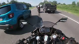 Zx6r Ninja 400 and Fz07 vs traffic Highway POV [upl. by Vlad]