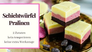 Pralinen Rezept  Schichtwürfel Praline selber machen Ohne Form 2 Zutaten kein temperieren [upl. by La]