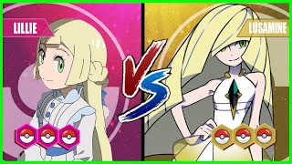 Pokemon Battle Pedia Lillie Vs Lusamine Game Team [upl. by Wind]