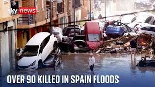 More than 90 people killed in Spanish flash floods  with more rain expected [upl. by Trinatte]