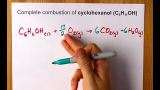 Complete Combustion of Cyclohexanol C6H11OH Balanced Equation [upl. by Anicnarf591]