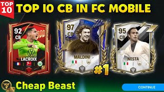 FC MOBILE TOP 10 CENTRE BACK BEST CB amp CHEAP BEAST DEFENDER IN FC MOBILE 24 [upl. by Rosol]