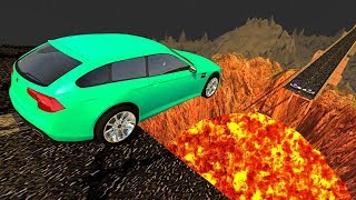 Beamng drive  Open Bridge Crashes over Volcano 1 Jumping into Volcano Crashes [upl. by Elyad]