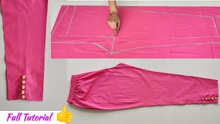 Very Easy Pant Trouser Cutting and stitching Womens Pant cutting and stitching  Palazzo Pant [upl. by Aserahs]