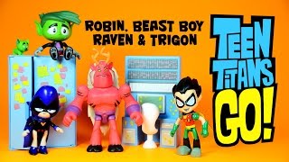 Teen Titans Go with Robin Beast Boy Raven amp Trigon 275quot Action Figures by Jazwares [upl. by Grados3]