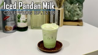 Cafe Vlog EP1218  Iced Pandan Milk  Pandan drinks  Drink recipe [upl. by Llenwahs49]