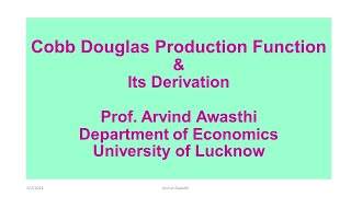 Cobb Douglas Production Function  I [upl. by Atnuahsal]