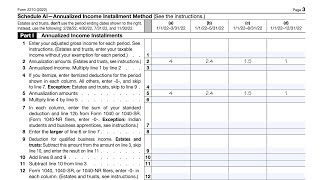 IRS Form 2210 Schedule AI walkthrough [upl. by Nathalie]