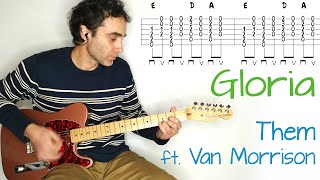 Gloria  Them  ft Van Morrison  Guitar lesson  tutorial  cover with tab [upl. by Beverley]