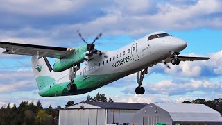 Widerøe Dash8300 x4  Polish airlift at Stord airport april 2020 [upl. by Oinesra]