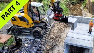 Bridge replacement New Bridge installation RC excavator Liebherr A918 Mixer truck PART 4 [upl. by Adalheid]