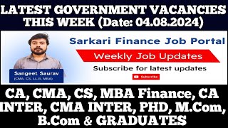 Latest Govt PSU Jobs Update 040824  CA CMA CS MBA CA Inter CMA Inter MCom BCom Graduate [upl. by Elata890]