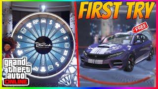 UPDATED HOW TO WIN THE PODIUM CAR EVERY SINGLE TIME IN GTA 5 ONLINE 2023 PODIUM WHEEL METHOD [upl. by Ahsiekel]