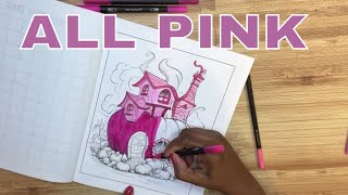 ALL PINK COLORING  PUMPKIN HOMES  ADULT CORLORING BOOK 1 [upl. by Arze]