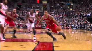 Dunk of the Night Derrick Rose RIDICULOUS TwoHanded Tomahawk Dunk Against the Blazers in HD [upl. by Sammons]