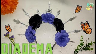 diadema para catrina  corona para catrina con flores de papel [upl. by Ardnazil]