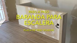 Cómo hacer una BARANDA de Pladur para escalera  placa de yeso  Drywall paso a paso 🪚👷‍♂️ 🏠 [upl. by Pattie]