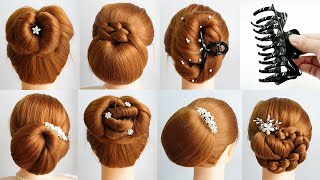 Top 7 Easy Bun Hairstyles With Claw Clip  Clutcher Hairstyle  Hairstyle With Rubber Band [upl. by Ajtak458]