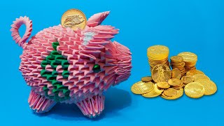 How to make a 3D origami Piggy Bank [upl. by Norod]