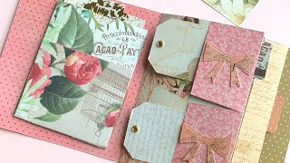 Mini Album with 6x6 Paper Pad Tutorial  Junk Journal No cutting binding [upl. by Nuahsor]