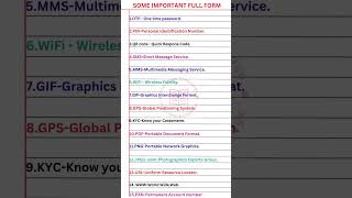 Some Important Full Form shorts ytshorts fullform gk [upl. by Margie]