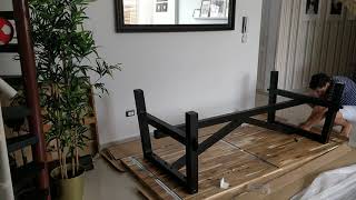 IKEA Skogsta dining table unboxing assembling and installation time lapse without cut [upl. by Eiramaneet]