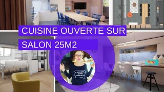 Cuisine ouverte sur salon 25m2 à 30m2  6 projets Inspiration maison [upl. by Yelruc81]