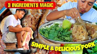 Simple 3 ingredients pork dish Mukbang included [upl. by Nesnar]