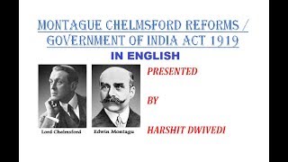 English Montague Chelmsford ReformsGovt of India Act 1919 [upl. by Yrrem915]