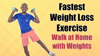 FASTEST WEIGHT LOSS EXERCISE  40 Minute Aerobic Walk at Home Exercise with Weights [upl. by Ahsekar751]